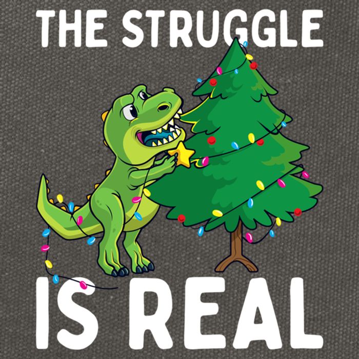 The Struggle Is Real Dinosaur And Xmas Tree Christmas Trex Funny Gift Cotton Canvas Backpack