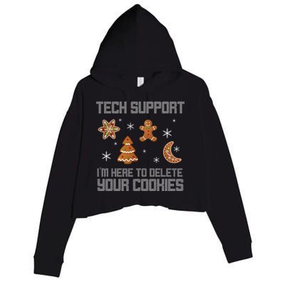 Tech Support I'm Here To Delete Your Cookies Crop Fleece Hoodie