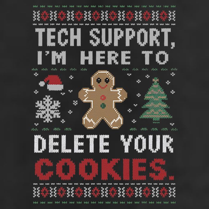 Tech Support IM Here To Delete Your Cookies Xmas Programmer 7 Panel Mesh Trucker Snapback Hat