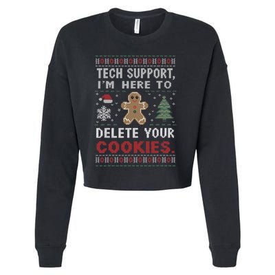 Tech Support IM Here To Delete Your Cookies Xmas Programmer Cropped Pullover Crew