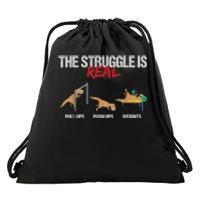 The Struggle Is Real T Rex Dinosaur Workout Fitness Drawstring Bag