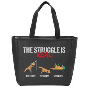 The Struggle Is Real T Rex Dinosaur Workout Fitness Zip Tote Bag