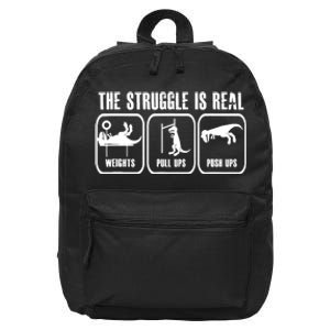 The Struggle Is Real Funny Dinosaurus Workout Weights 16 in Basic Backpack