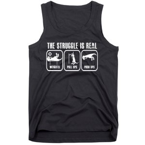 The Struggle Is Real Funny Dinosaurus Workout Weights Tank Top