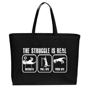 The Struggle Is Real Funny Dinosaurus Workout Weights Cotton Canvas Jumbo Tote