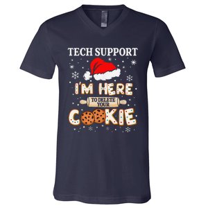 Tech Support IM Here To Delete Your Cookies Funny Christmas V-Neck T-Shirt