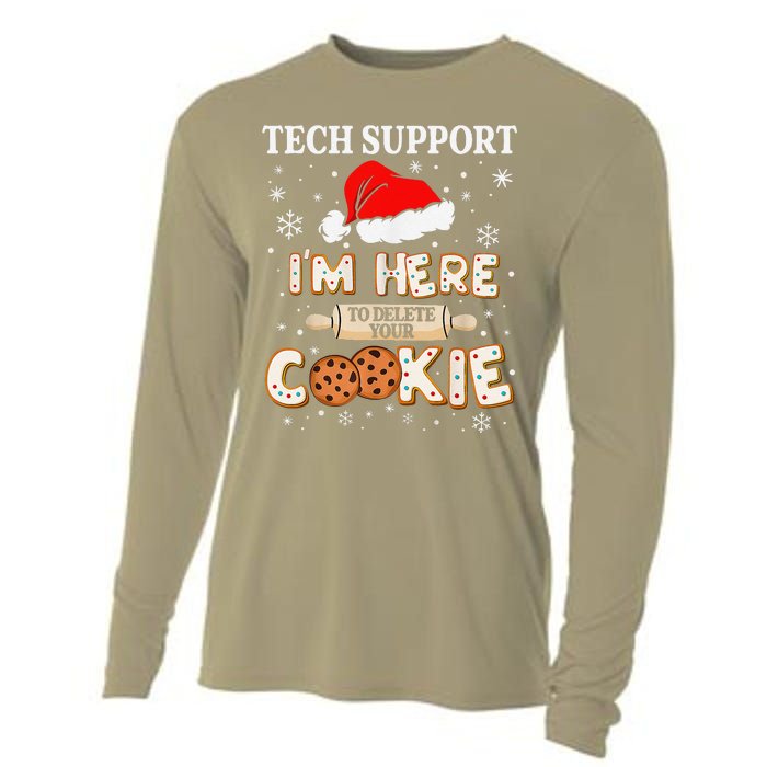 Tech Support IM Here To Delete Your Cookies Funny Christmas Cooling Performance Long Sleeve Crew