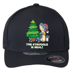 The Struggle Is Real Trex Christmas Tree Flexfit Unipanel Trucker Cap