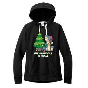 The Struggle Is Real Trex Christmas Tree Women's Fleece Hoodie