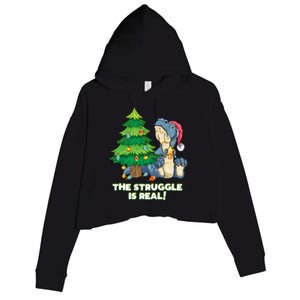 The Struggle Is Real Trex Christmas Tree Crop Fleece Hoodie