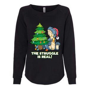 The Struggle Is Real Trex Christmas Tree Womens California Wash Sweatshirt