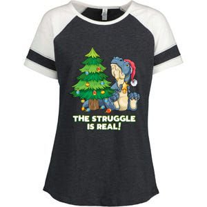 The Struggle Is Real Trex Christmas Tree Enza Ladies Jersey Colorblock Tee