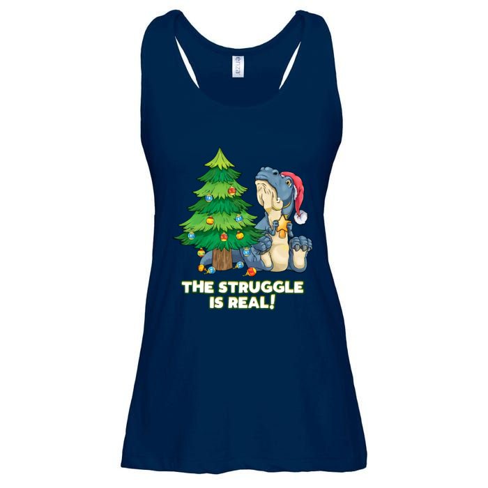 The Struggle Is Real Trex Christmas Tree Ladies Essential Flowy Tank