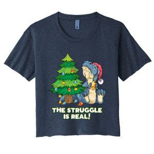 The Struggle Is Real Trex Christmas Tree Women's Crop Top Tee