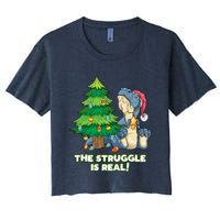 The Struggle Is Real Trex Christmas Tree Women's Crop Top Tee