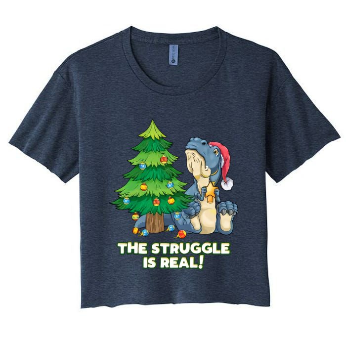 The Struggle Is Real Trex Christmas Tree Women's Crop Top Tee