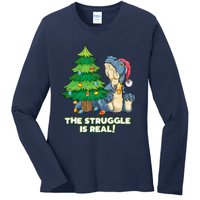 The Struggle Is Real Trex Christmas Tree Ladies Long Sleeve Shirt