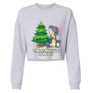 The Struggle Is Real Trex Christmas Tree Cropped Pullover Crew