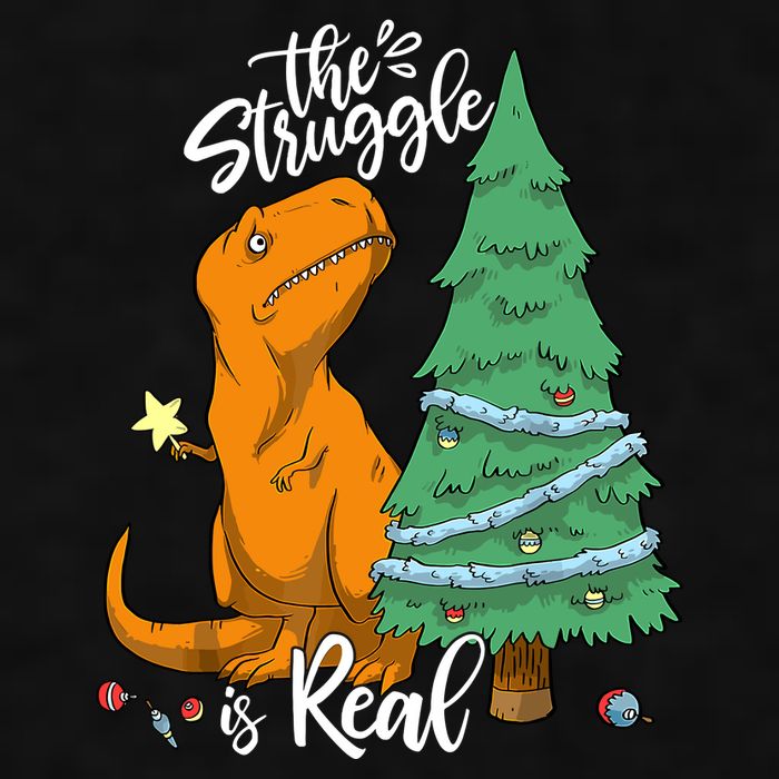 The Struggle Is Real Dinosaur Trex Christmas Tree Xmas Funny Ladies PosiCharge Tri-Blend Wicking Tank