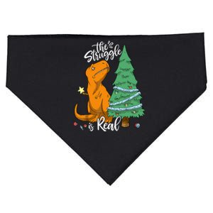 The Struggle Is Real Dinosaur Trex Christmas Tree Xmas Funny USA-Made Doggie Bandana