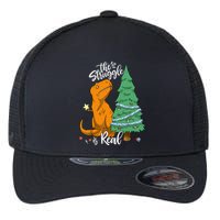 The Struggle Is Real Dinosaur Trex Christmas Tree Xmas Funny Flexfit Unipanel Trucker Cap