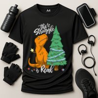 The Struggle Is Real Dinosaur Trex Christmas Tree Xmas Funny Performance Shirt