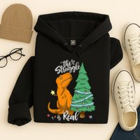 The Struggle Is Real Dinosaur Trex Christmas Tree Xmas Funny Hoodie
