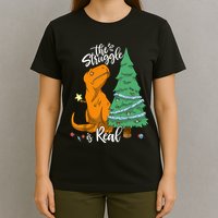 The Struggle Is Real Dinosaur Trex Christmas Tree Xmas Funny T-Shirt