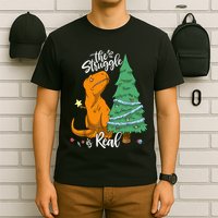 The Struggle Is Real Dinosaur Trex Christmas Tree Xmas Funny T-Shirt