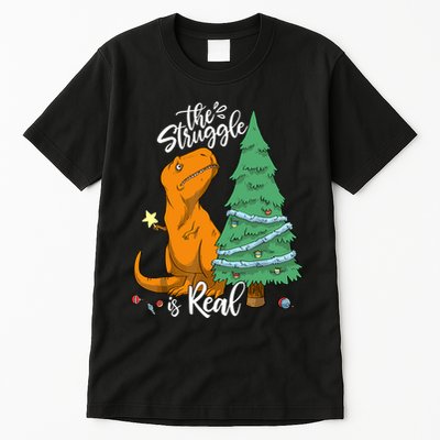 The Struggle Is Real Dinosaur Trex Christmas Tree Xmas Funny Tall T-Shirt