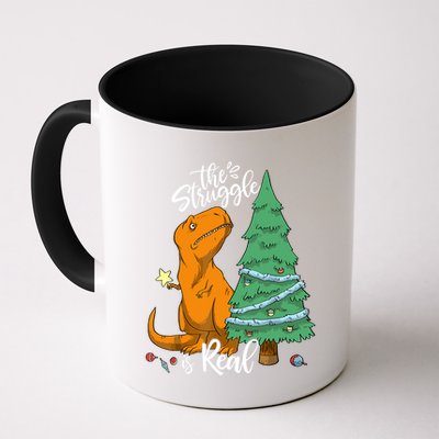 The Struggle Is Real Dinosaur Trex Christmas Tree Xmas Funny Mug