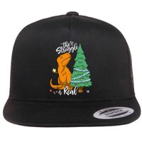 The Struggle Is Real Dinosaur Trex Christmas Tree Xmas Funny Flatbill Hat