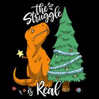 The Struggle Is Real Dinosaur Trex Christmas Tree Xmas Funny 16 in Basic Backpack