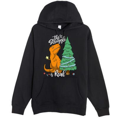 The Struggle Is Real Dinosaur Trex Christmas Tree Xmas Funny Premium Pullover Hoodie