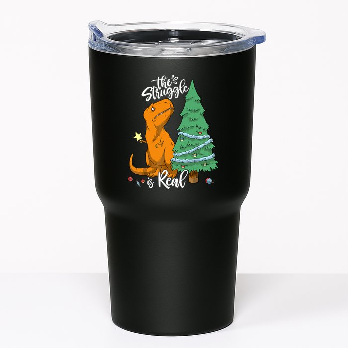 The Struggle Is Real Dinosaur Trex Christmas Tree Xmas Funny Tumbler