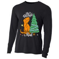 The Struggle Is Real Dinosaur Trex Christmas Tree Xmas Funny Cooling Performance Long Sleeve Crew