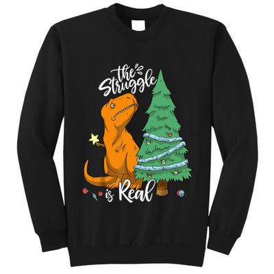 The Struggle Is Real Dinosaur Trex Christmas Tree Xmas Funny Tall Sweatshirt