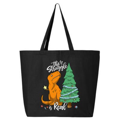 The Struggle Is Real Dinosaur Trex Christmas Tree Xmas Funny 25L Jumbo Tote