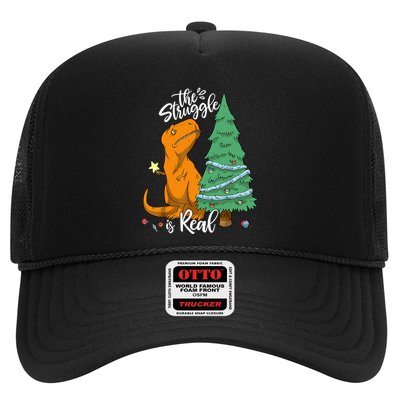 The Struggle Is Real Dinosaur Trex Christmas Tree Xmas Funny Trucker Hat