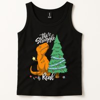 The Struggle Is Real Dinosaur Trex Christmas Tree Xmas Funny Tank Top