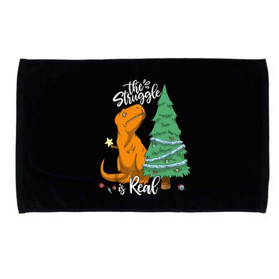 The Struggle Is Real Dinosaur Trex Christmas Tree Xmas Funny Microfiber Hand Towel