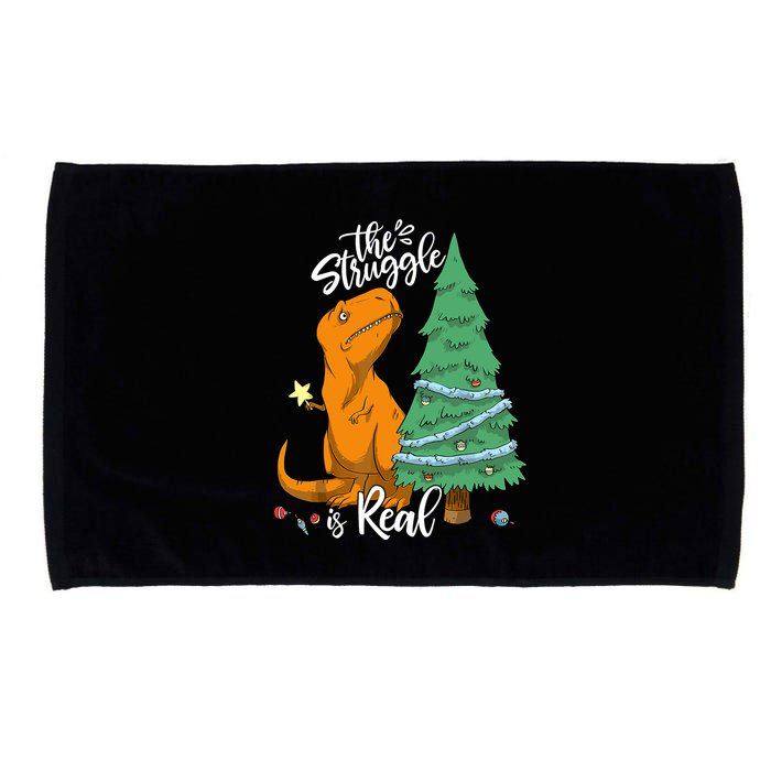 The Struggle Is Real Dinosaur Trex Christmas Tree Xmas Funny Microfiber Hand Towel