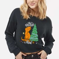 The Struggle Is Real Dinosaur Trex Christmas Tree Xmas Funny Cropped Pullover Crew
