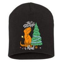 The Struggle Is Real Dinosaur Trex Christmas Tree Xmas Funny Short Acrylic Beanie