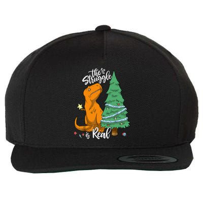 The Struggle Is Real Dinosaur Trex Christmas Tree Xmas Funny Wool Snapback Cap