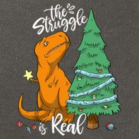 The Struggle Is Real Dinosaur Trex Christmas Tree Xmas Funny Cotton Canvas Backpack