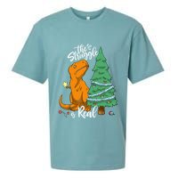 The Struggle Is Real Dinosaur Trex Christmas Tree Xmas Funny Sueded Cloud Jersey T-Shirt