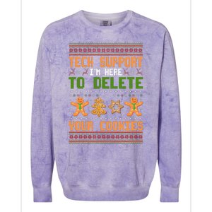 Tech Support I’M Here To Delete Your Cookies Ugly Christmas Colorblast Crewneck Sweatshirt