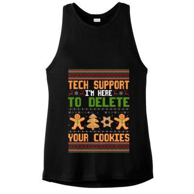 Tech Support I’M Here To Delete Your Cookies Ugly Christmas Ladies PosiCharge Tri-Blend Wicking Tank