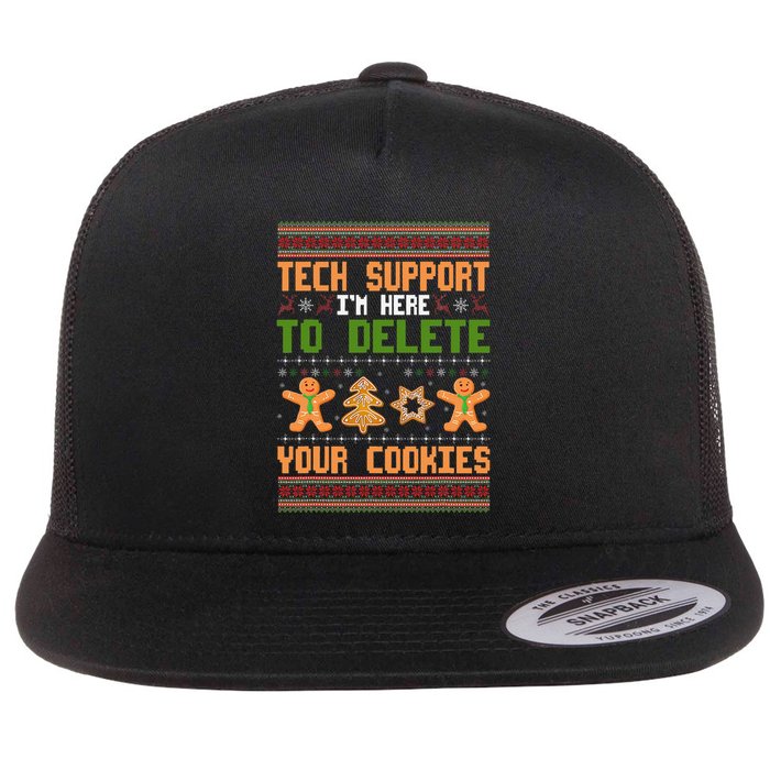 Tech Support I’M Here To Delete Your Cookies Ugly Christmas Flatbill Hat